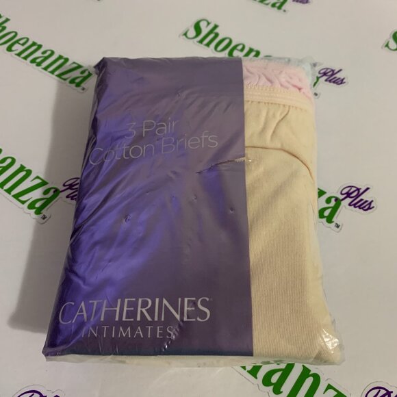 Catherines Brief Panties Underwear 3 Cotton Pack Pink Beige Blue Plus 15 or 5X - Picture 1 of 5